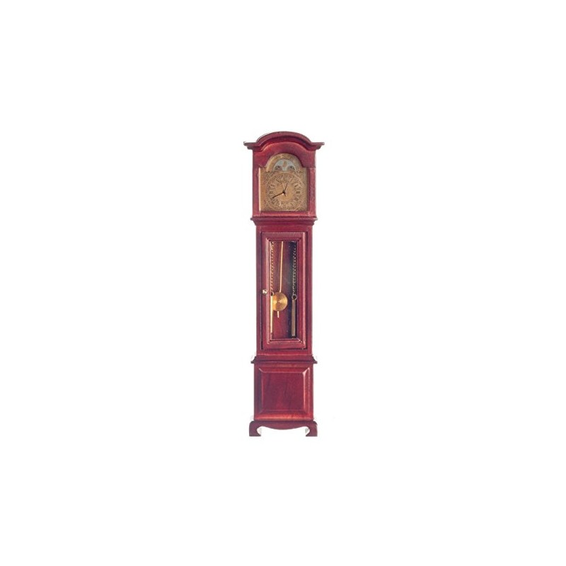 Dollhouse Miniature 1:12 Wooden Working Quartz Mahogany Grandfather Clock