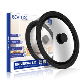 Universal Lid for Pots, Pans and Skillets - Tempered Glass Lid with Heat Resistant Silicone Rim Fits 8.5" - 10" Diameter Cookware, Replacement Lid for Frying Pan and Cast Iron Skillet (8.5"9.5"10")