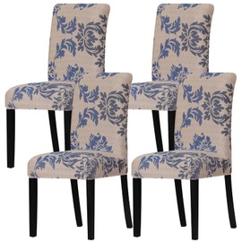 Leorate Chair Covers for Dining Room - Stretch Printed Spandex Fabric Chair Slipcovers Washable Removable Seats Slipcovers,for Kitchen,Dining Room,Wedding Decor,Hotel,Restaurant (126003, Pack of 4)