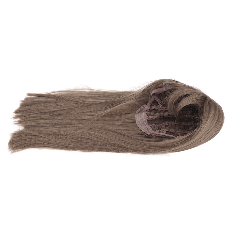 Women Light Brown Wig with Bangs Long Straight Synthetic Realistic