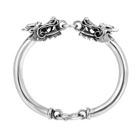 AeraVida Twin Dragon Thai Yao Hill Tribe Fine Silver Bangle Bracelet | Classic Sterling Silver Bracelet | Vintage Bracelets for Women | Sterling Silver Bracelets | Jewelry Gifts for Women