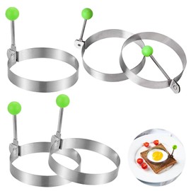 Egg Ring Non Stick, 5 Pack Egg Rings for Frying, Stainless Steel the Diameter 3.9 in Round Egg Cooking Rings, Egg Circles Egg Shaper for Frying, Frying Pancake Mcmuffins, Crumpets