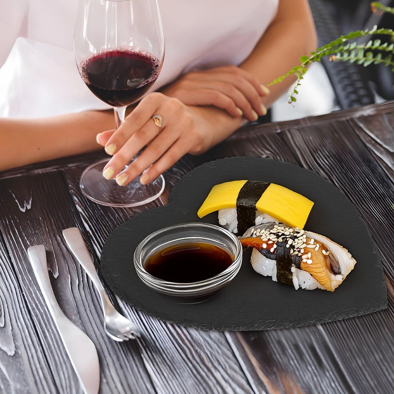 DBREAKS Slate Plates, Heart Serving Plates, 20 x 20 cm,