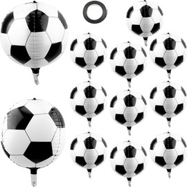 12 Pack 4D Soccer Ball Balloons 22 Inch Soccer Foil Balloons Soccer Helium Balloons for Soccer Birthday Themed World Cup Party Decorations