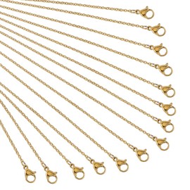 nbeads 20pcs 45cm Stainless Steel Cord Wire Chain with Lobster Clasp for Pendant Necklace Bracelet DIY Jewelry Making Gold