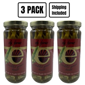 Ely Farms | Pickled Green Beans | Family Recipe | Zesty Dill and Garlic Flavor | Hint of Chili Pepper | Delicious Appetizer or Bloody Mary Garnish | Proudly Made in Nebraska USA | 12 oz Jar | 3-Pack