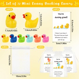 24 Sets Graduation Inspirational Gift You're Great Cheer up Cards Mini Resin Ducks with Organza Bags Thank You Gift Bulk Appreciation Gifts for Employee Team Volunteer Teacher Coworkers Pocket Favors