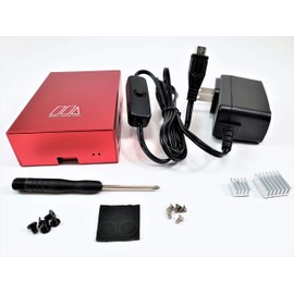 Micro Connectors Aluminum Raspberry Pi 3 Case for Model B B+ with UL Approved On/Off Switch 5V/2.5A Power Supply Adapter - Red (RAS-03RDPWR-PI)