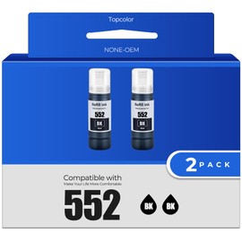 552 Black Ink Bottles ET-8550 ET-8500 Replacement for Epson 552 Ink Refill Bottle (2 Black) Work for Ecotank Photo ET-8550 ET-8500 ET 8550 ET 8500 ET8550 ET8500 8550 8500 Supertank Printer