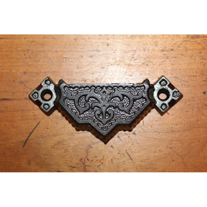 Restored Ornate Antique Victorian Cast Iron Bin Apothecary Cupboard Pull