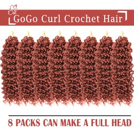 Gogo Curl Crochet Hair 12 Inch 8 Packs Short Curly Crochet Hair for Blcak Women - Beach Curl Crochet Hair - Deep Wave Crochet Hair - Water Wave Braids Synthetic Hair Extensions (12 Inch 8 Packs, 350)