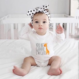 You Bet Giraffe I'm Cute Newborn Clothes Girl Long Sleeve Gender Neutral Baby Clothes Set White Infant Boys Clothes 0-3 Mont