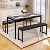 Black Dining Set with Bench,JULYFOX 3 Piece Modern Dining Room