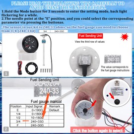 Geloo Fuel Sending Unit with Fuel Gauge Kits 14" (350mm) Boat 316 Stainless Steel Fuel Level Sensor Fuel Water Tank Sender Gas Tank Sending Unit Boat Gauge for Boat Truck RV 240-33ohm