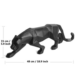 FJWYSANGU Abstract Leopard Statues Panther Sculpture Hand Craved Animal Resin Modern Home Decoration Big Black