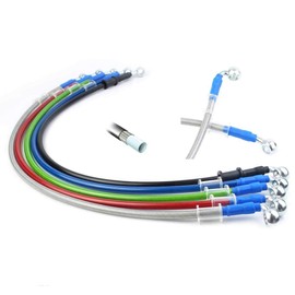 400-2400mm AN3 1/8inch 28 90 Degree M10 Motorcycle Hydraulic Brake Line Oil Hose Pipe Fitting Stainless Steel Braided for ATV Motorcycle Motocross Pit Dirt Street Racing bike - 400mm Silver