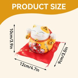 Money Cat Lucky Cat Statue, 4.5in Cat Piggy Bank Ceramic Fortune Cat Miniature Lucky Cat Figurine Maneki Neko Lucky Money Cat Figurines Feng Shui Decor for Home Office