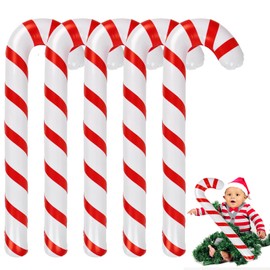 HERZONE Pack of 5 Inflatable Christmas Decoration Candy Canes 87 cm Large Decoration Christmas Outdoor Front Door Candy Canes Christmas Tree Decoration (Red)