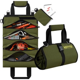 Premium Tool Roll up Bag - Heavy Duty Small Tool Bag Organizer and Storage with W/Detachable Pouches,Waterproof Oxford Cloth,Suitable for Motorcycle,Truck,Electrician,Mechanics etc,