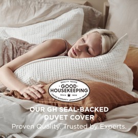 Bedsure Cotton Duvet Cover King - 100% Cotton Waffle Weave Coconut White Duvet Cover King Size, GentleSoft™ and Breathable Bedding Set for All Season, 3 Pieces, 104"x90"