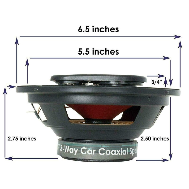 Pair of Audiobank 6.5" 400 Watt 3-Way Red Car Audio