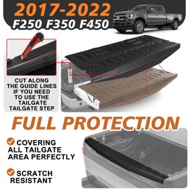Truck Mat Compatible with 2017-2022 Ford Super Duty F250/F350/F450 Accessories, Tailgate Mat Custom Fit All Weather Protection Pickup Liner, w/Tailgate Cap Protector