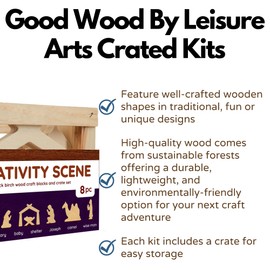 Good Wood by Leisure Arts: Nativity Scene Crate Set - 8 Piece Animal Wood Cutouts - Small Wooden Shapes for Crafts Wooden Craft Shapes Animals to Paint