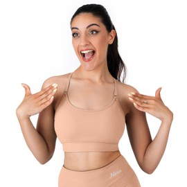 Nirlon Y Back Adjustable Sports Bras for Women - Nirlux Camisole Sports Bra, Stretchy Womens Tops Soft Workout Tops for Women (Cork, 10)