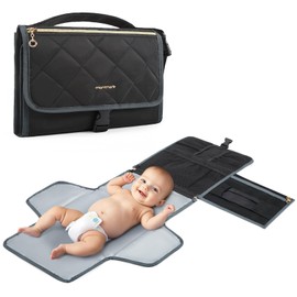 mommore Portable Changing Pad for Baby Newborn Water Resistance Detachable Travel Diaper Changing Mat with Wipes Pockets Baby Essentials Gifts (Black)