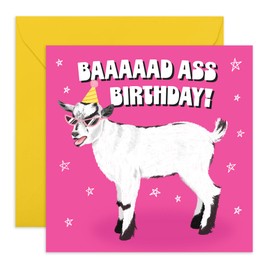 CENTRAL 23 Goat Birthday Card - Bad A*s - Gifts for Her, Him, Ladies, Men, Women, Girls, Bestie, Wife, Girls, BFF - Funny Wearing Party Hat - Comes with Stickers