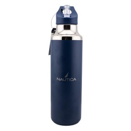 Nautica Insulated 21oz Sleek Stainless Steel Water Bottle with Flip Lid Straw, Leakproof, BPA-Free, Wide Mouth, Keeps Drinks Hot or Cold, Sports Bottle Ideal for Gym, Hiking and Travel (NAVY)