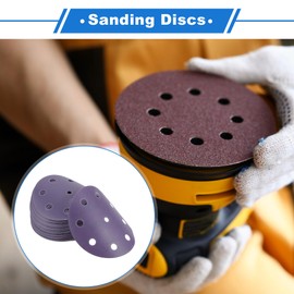 VekAuto 50 Stk. Schleifscheiben, 5" 9 Loch 600 Körnung Klett-Schleifpapier Universal für Metall, Holz, Automobilreparatur Haltbarkeit Keramik-Polyester-Film Lila