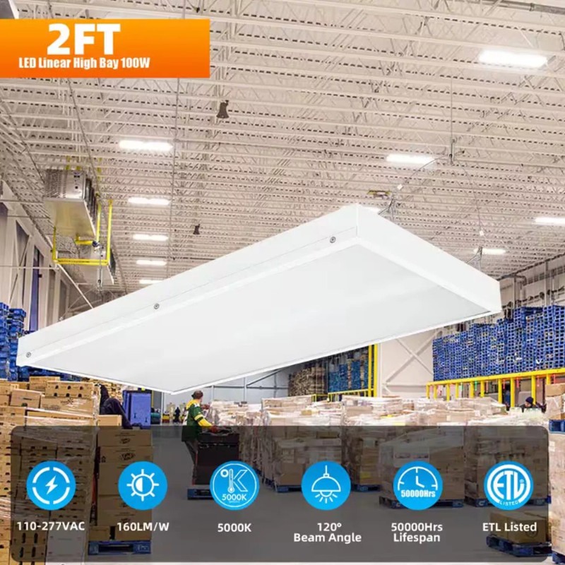 WYZM LED Linear High Bay Light 2FT, 100W 16000LM Adjustable