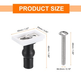 sourcing map 2Pcs Toilet Seat Cover Hinge, 40mm Blind Hole Rectangular Bolts with Nuts Washers Toilet Seat Top Cover Lid Seat Fixings, White