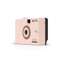 RETO Ultra Wide and Slim 35mm Reusable Daylight Film Camera - 22mm Wide Angle Lens, Focus Free, Lightweight, Easy to Use (Pastel Pink)
