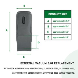 Zfegto Upright Vacuum Cleaner Reusable Outer Bag for Oreck XL Vacuum Machines XL3640HH 3000, U3640RH 3000, XL3800H2B 3000, XL3900H2B 3000, Etc
