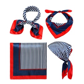 SATINIOR 6 Pcs Sailor Scarf Flight Attendant Scarf Square Neck Scarf for Women Silk Feeling Hair Wraps 23.6 x 23.6 Inches(Blue,6)