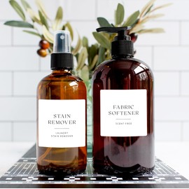 ThreeKin Collective Laundry & Home Organization Labels - 30 Waterproof & Reusable Stickers for Bottles, Jars, Containers | Easy Apply, Matte Minimalist Design | Dishwasher Safe, BPA-Free | USA-Owned