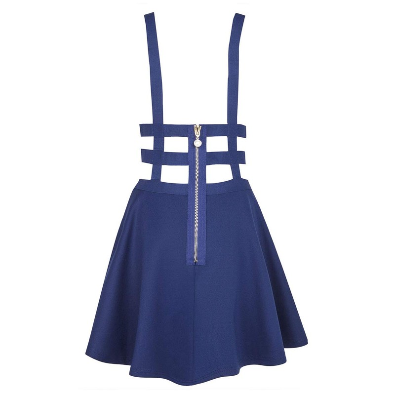 EXCHIC Minifalda Plisada con Tirantes para Mujer, Azul Marino, XL