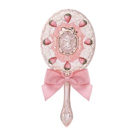 Flower Knows Espejo de mano de fresa Cupido, espejo vintage portátil, espejo de princesa elegante y bonito con mango largo, regalo para niñas y mujere