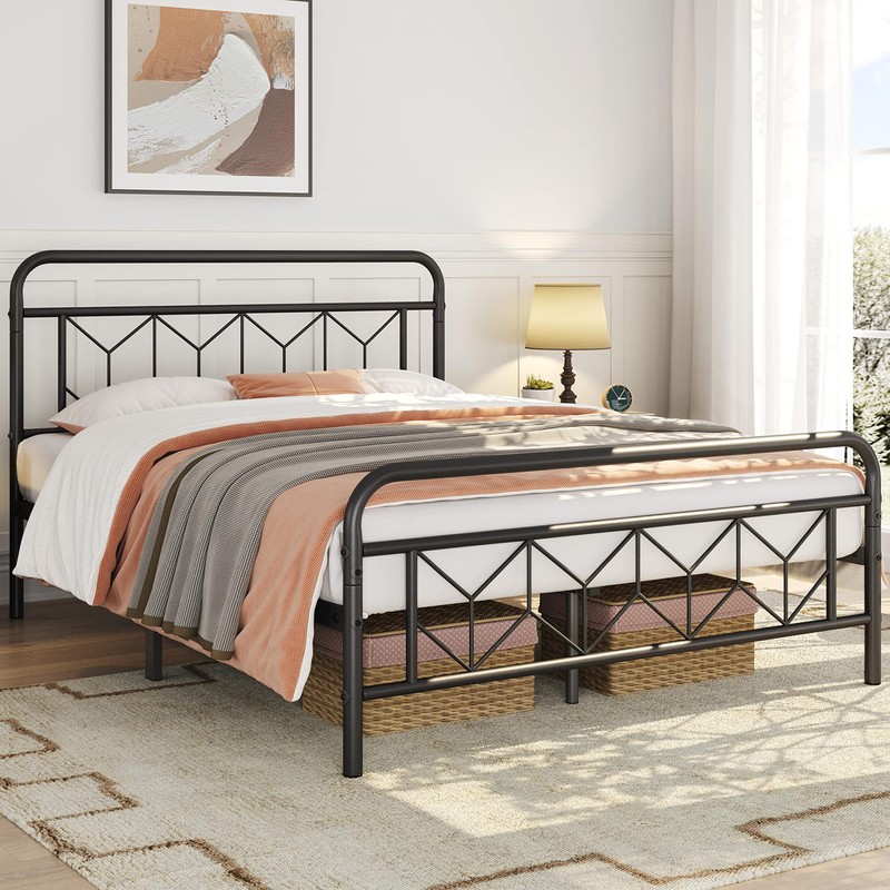 Yaheetech Metal Platform Bed Frame Mattress Foundation with Diamond Pattern