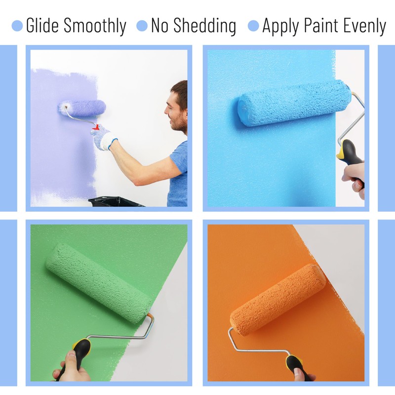 Bates- Paint Roller Covers, 9", 5 Pack, White, Covers for