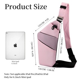 MaijjLyn Colorblock Wander Bag Anti Theft Bag Travel Purses Anti-Theft Crossbody Bag for Women & Men Slim Sling Bags, Pink&purple Right