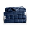 Sunbeam Heated Electric Blanket Quilted Fleece Royal Dreams Newport Blue