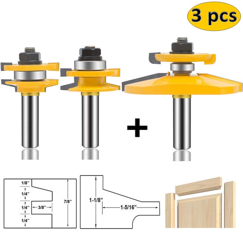 OLETBE 3 PCS Router Bit Set, 1/2-Inch Shank Round Over