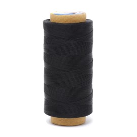 Mandala Crafts Black Flat Waxed Thread for Leather Sewing Thread - Polyester Waxed Leather Thread Waxed String - 273 Yds 150D 0.8mm Waxed Cord for Leather Stitching