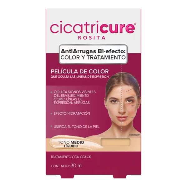 Cicatricure Maquillaje Líquido. Tono Medio, Contenido 30ml.