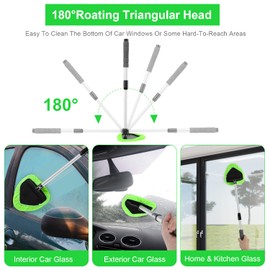 X XINDELL Car Window Cleaner – 24Inch Windshield Cleaning Tool with Spray Bottle, Microfiber Bonnets – Extendable Car Washer Kit with Long Soft Sponge Handle