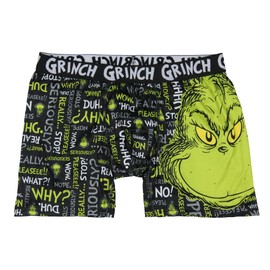 How the Grinch Stole Christmas Adult Novelty All-Over Grinch Quotes Boxer Briefs Sleepwear Loungewear Men Women (X-Large) Black