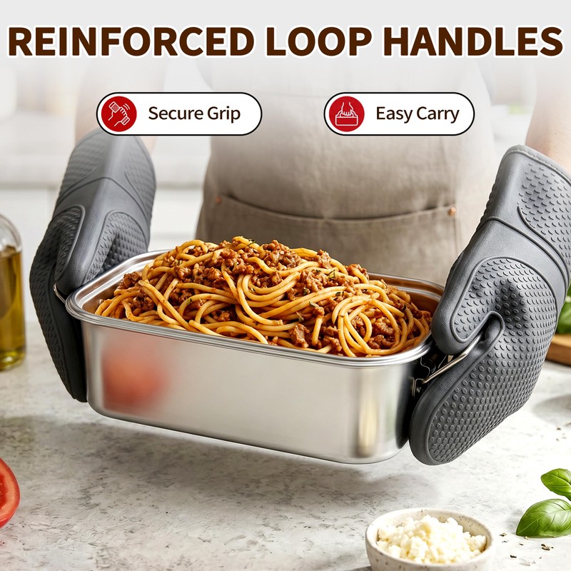 Extra Deep Stainless Steel Lasagna Pan with Loop Handles &